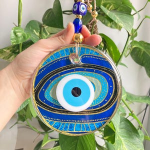 Large Evil Eye Wall Hanging, Glass Evil Eye Home Decor, House Protection, Turkish Nazar Amulet, Spiritual Gift, New Home Gift, Gift for her
