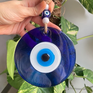 Glass Evil Eye Wall Decor, Blue Evil Eye Protection, Nazar, Home Decor, Evil Eye Charm, Glass Wall Art, Mother’s Day Gift, Housewarming Gift