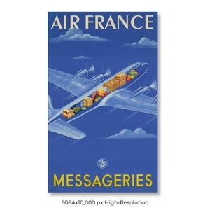 Messageries | Air France | Vintage Airline Travel Poster (Digital Download)