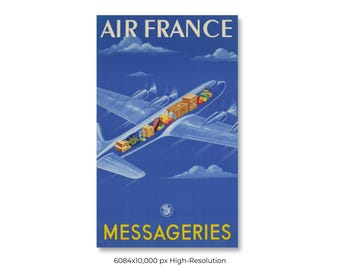 Messageries | Air France | Vintage Airline Travel Poster (Digital Download)