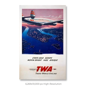 Trans World Airlines (TWA) | Vintage Airline Travel Poster (Digital Download)