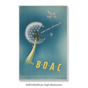 BOAC (British Airways) | Vintage Airline Travel Poster (Digital Download)