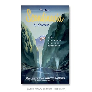 Scandinavia | Pan Am | Vintage Airline Travel Poster (Digital Download)