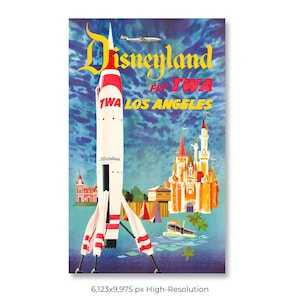 DisneyLand | Trans World Airlines (TWA) | Vintage Airline Travel Poster (Digital Download)