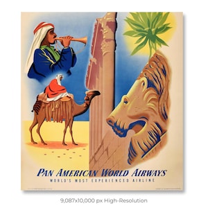 Pan Am | Cartaz de viagem de companhias aéreas vintage (download digital)