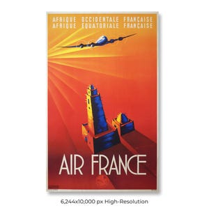 Africa | Air France | Vintage Airline Travel Poster (Digital Download)