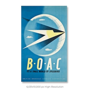BOAC (British Airways) | Vintage Airline Travel Poster (Digital Download)