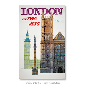 London | Trans World Airlines (TWA) | Vintage Airline Travel Poster (Digital Download)