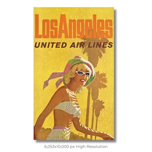 Los Angeles | United Airlines | Vintage Airline Travel Poster (Digital Download)