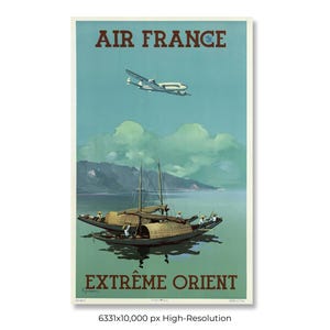Extrême Orient | Air France | Vintage Airline Travel Poster (Digital Download)