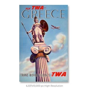 Greece | Trans World Airlines (TWA) | Vintage Airline Travel Poster (Digital Download)