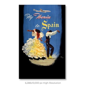 Spain | Iberia | Vintage Airline Travel Poster (Digital Download)