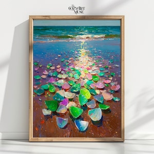 Sea Glass Painting: Coastal Summer Wall Art Print (Digital Download)