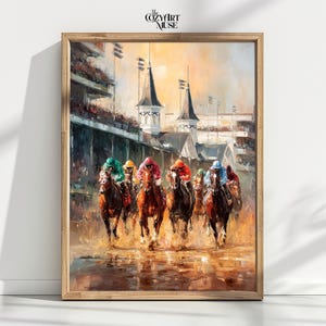 Kentucky Derby Printable Wall Art – Horse Racing Print, Digital Art Download