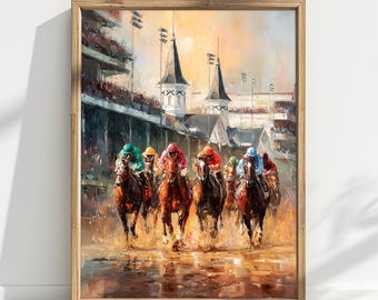 Kentucky Derby Printable Wall Art – Horse Racing Print, Digital Art Download