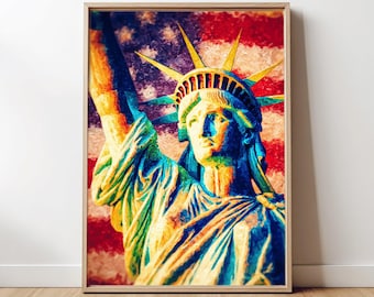 Statue of Liberty Painting: Americana Patriotic Wall Art (Digital Download)