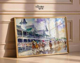 Kentucky Derby Watercolor Print Set: Horse Racing Art (Digital Download)