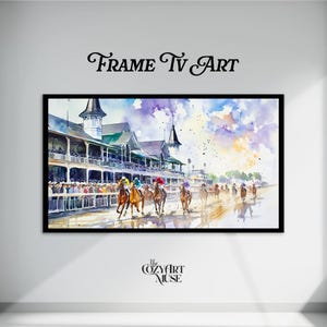 Kentucky Derby Watercolor Art: Churchill Downs Pastel Digital Download for Frame TV