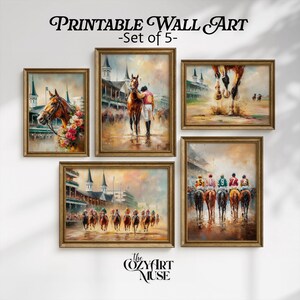 Kentucky Derby Printable Art Set – Vintage Churchill Downs Louisville Souvenir Digital Download