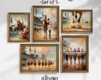 Kentucky Derby Printable Art Set – Vintage Churchill Downs Louisville Souvenir Digital Download