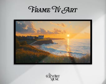 Newport Rhode Island Frame TV Art: Coastal Cottage Sunset (Digital Download)