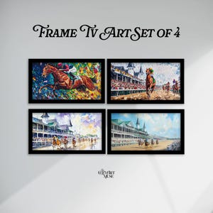 Art mural pour téléviseur Kentucky Derby : peinture de course de chevaux (téléchargement numérique)