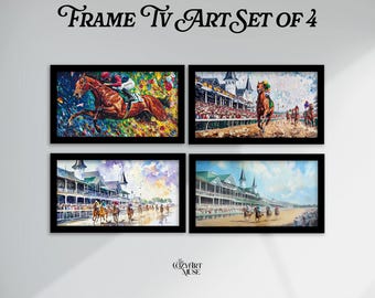 Kentucky Derby Frame TV Art Bundle, Horse Racing Digital Art, Triple Crown Winner Painting, Original Artwork Collection