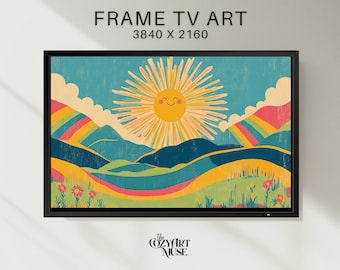 Retro Rainbow Sun Frame TV Art: Nursery School Screensaver (Digital Download)