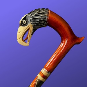 Eagle Walking Cane Carved Wooden Cane Fashionable Canes and Walking Stick Costume Canes for Elderly Pimp Cane Eagle Hand Wood Canes Bird Art