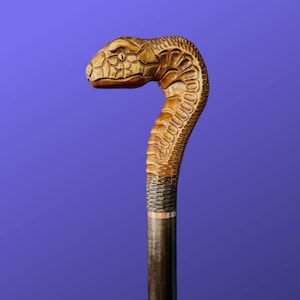 Cobra Wood Carved Walking Stick Comfortable Cane Walking Cane for Grandpa Walking Stick for Men Victorian Walking Stick Cobra Snake Cane