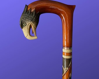 Custom Eagle Head Cane Unique Walking Canes for Men Cane for Women Eagle Walking Stick Wooden Walking Cane Bird Woodcarving Exclusive Cane
