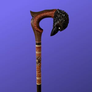 Raven Cane Medieval Gothic Cane Fantasy Cosplay Lovecraftian Cane Gothic Accessory Raven Wooden Walking Cane Walking Stick Goth Style Bird
