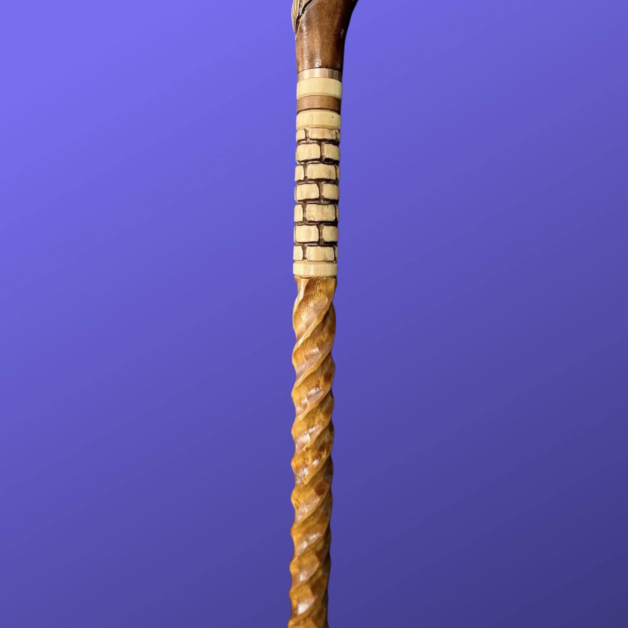 Phrixios Wooden Cane Goat Carved Handle and Staff Wood Walking Stick Hand Carved ...