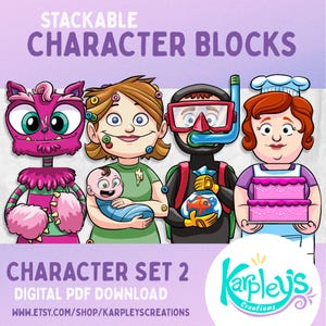 Character Template PDF Digital Download for Stackable Blocks The Best Printable Character Block Toys for Creative Kids Character Sheet Set 2