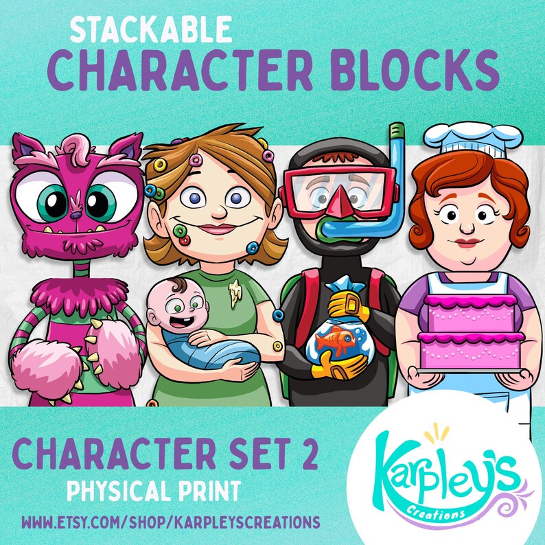 Stackable Character Blocks Template: Physical Cardstock Paper Set 2 - Etsy