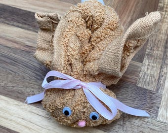 Recipiente para hielo Boo Boo Bunny, remedio casero hecho a mano, tapón para lágrimas, marrón claro