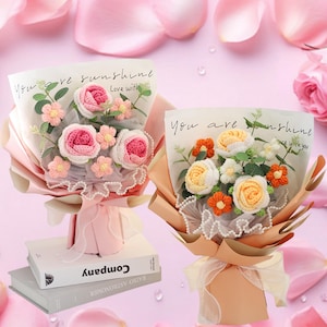 Personalisierte häkeln Rosenstrauß, handgefertigt für immer Blumen graduierten Geschenk, Abschlussgeschenk für graduierten, 2025, Andenken High School / College-Geschenk.