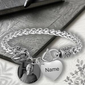 Bracelet photo commémoratif personnalisé : bijoux commémoratifs en acier inoxydable