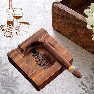 Custom Engraved Cigar Ashtray with Personalized Pattern & Name,Cigar Accessories,Gift for him, Groomsman,Wedding,Father&#39;s Day Gifts for Dad