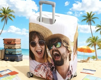 Personalized Polyester Photo Luggage Covers: Custom Romantic Couple - Themed, Vibrant Honeymoon Gifts,Easy - Clean,Fun gifts for friends