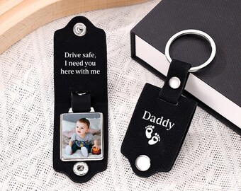 Personalisierter Foto Schlüsselanhänger aus Leder: Personalisiertes Andenken Geschenk