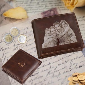 Cartera de cuero personalizada para hombre con identificación, regalo para el Día del Padre 2025, cartera de cuero personalizada, cartera grabada, regalo para papá, regalo de última hora para hombre.