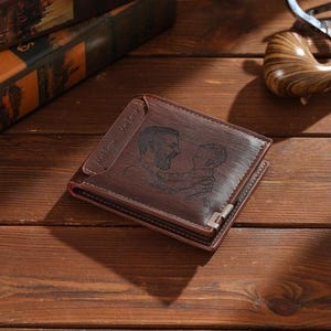 Cartera con foto personalizada para hombre, cartera con foto grabada personalizada, regalo para papá, esposo, regalo ideal para el Día del Padre, aniversario, cumpleaños.