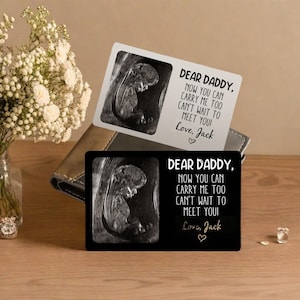 Custom Metal Ultrasound Photo Wallet Card: New Dad/Father/husband/Mother/Mom Keepsake Gift Wallet Insert Pregnancy Expecting,Birthday