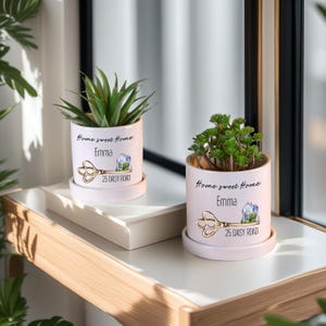 Jardinière de mariage gravée personnalisée : pot en céramique blanche personnalisé