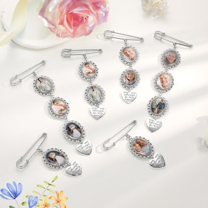 Custom Bridal Bouquet Photo Charm: Flower Wedding Memorial Keepsake,Memory Remembrance Pin Gift,For engagement,Bride,GroomBest wishes
