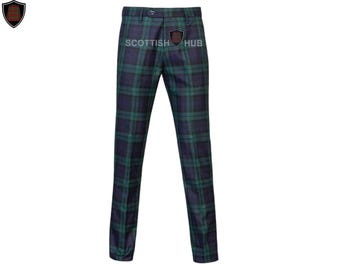 Premium Black Watch Tartan Trousers For Men – Handmade Scottish Tartan Trews | Custom Fit Tartan Pants | Wedding, Highland Wear, Golf & More
