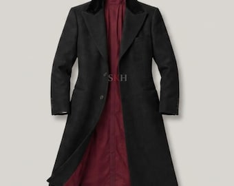 Thomas Shelby Peaky Blinders Mantel, Anpassen des viktorianischen langen Mantelstils des Winters, Herren Schwarzer Langer Wollmantel Personalisierte Tailcoat Oberbekleidung