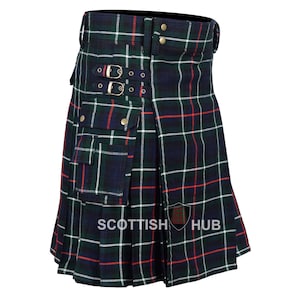 Mackenzie Tartan Utility Kilt: Handmade Scottish Highland Kilt with Cargo Pockets