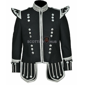 Handgjord skotsk ulljacka i militärt ull: Piper Drummer Parade-tunika